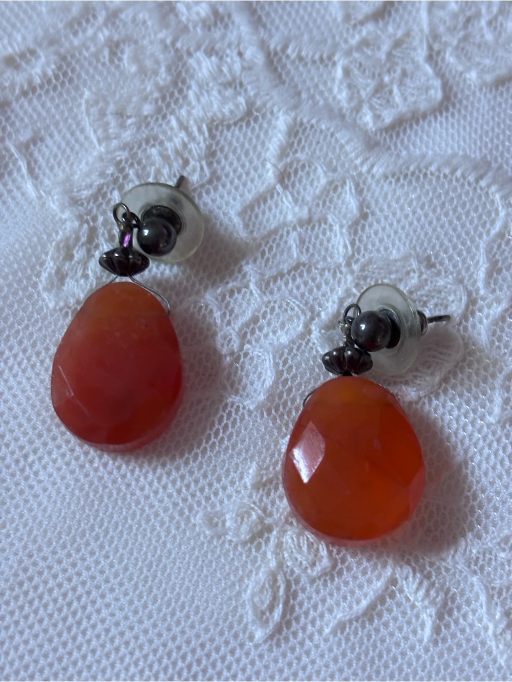 Orange Faceted Citrine Teardrop Earrings - Unbranded